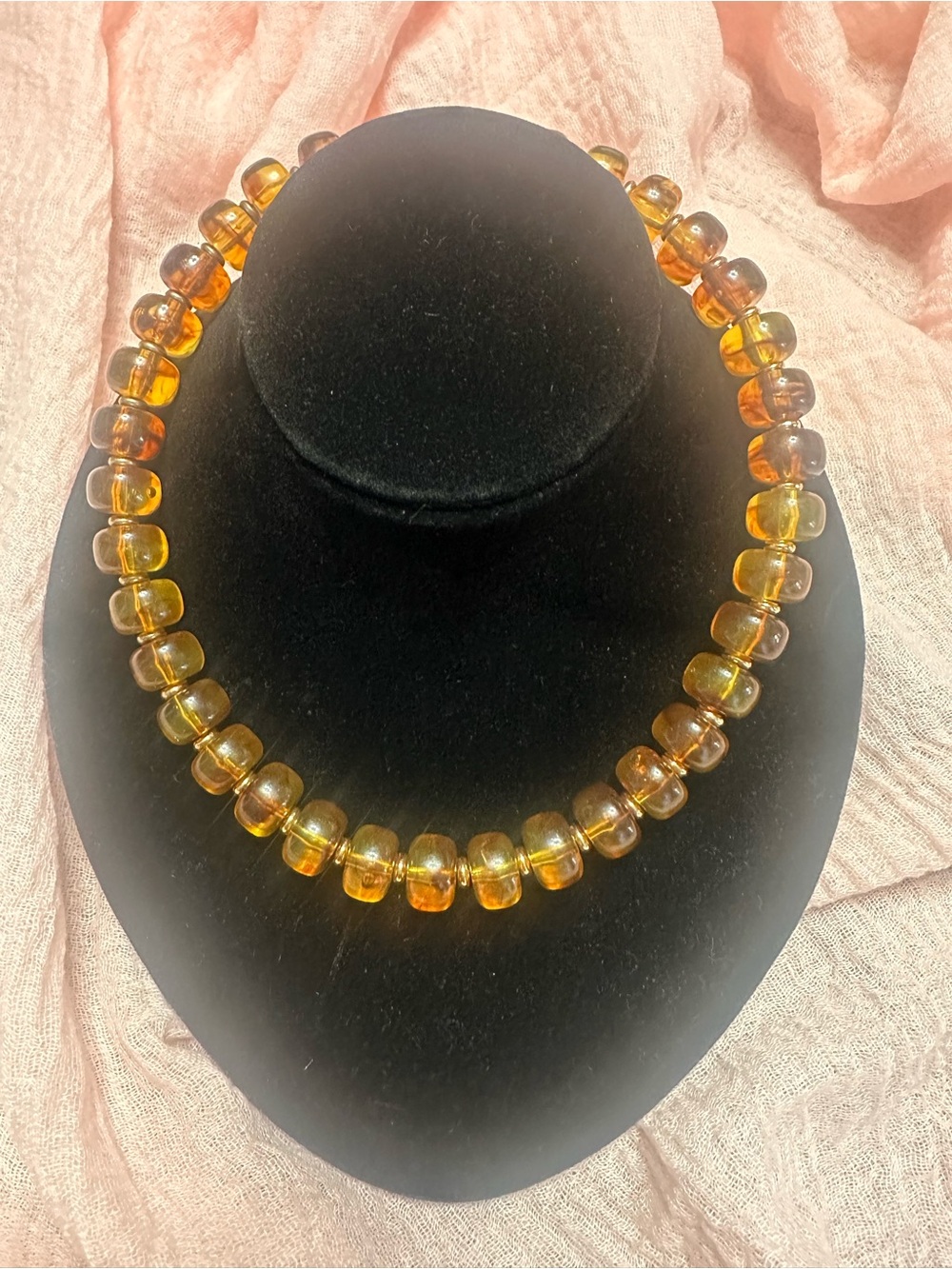 Amber Acrylic Bead Necklace - Dopamine Dressing Elegant Honey Tones NWOT